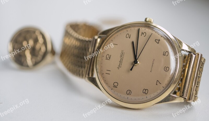 Clock Golden Background Wrist Watch Free Photos