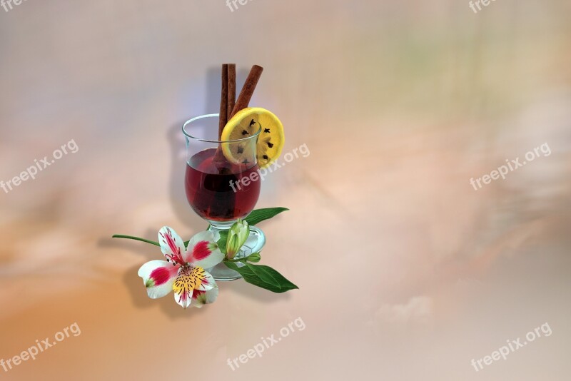 Background Flower Still Life Lemon Mulled Wine