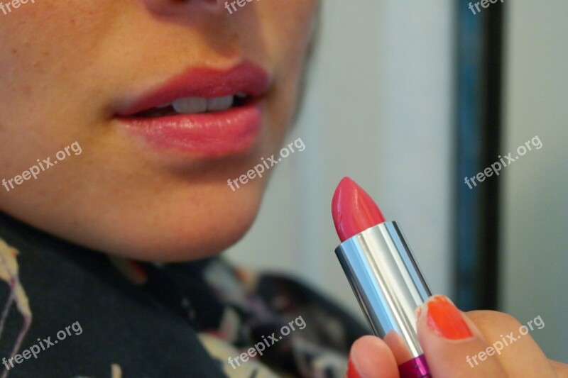 Woman Portrait Lipstick Close Up Mode