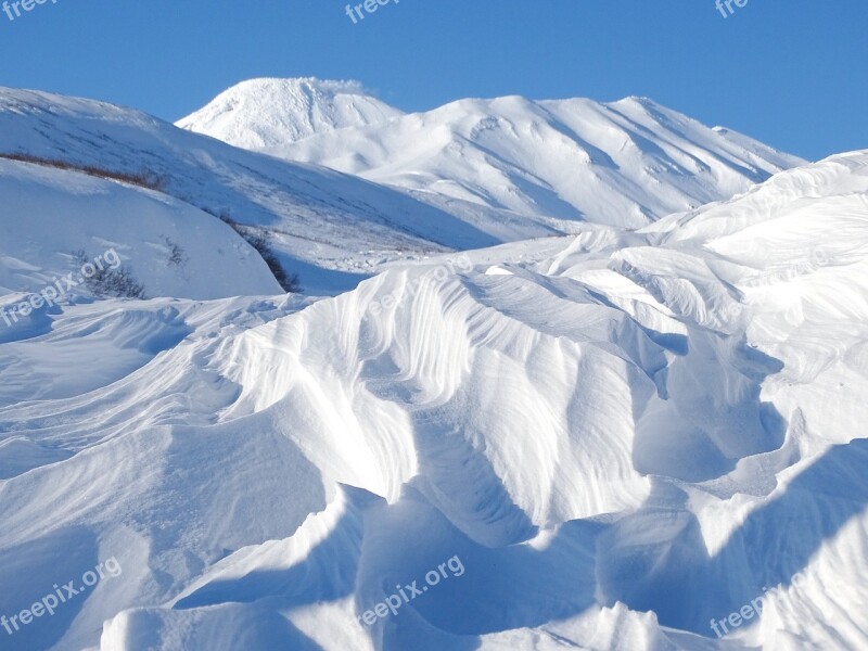 Mountains Winter Snow Height Wind