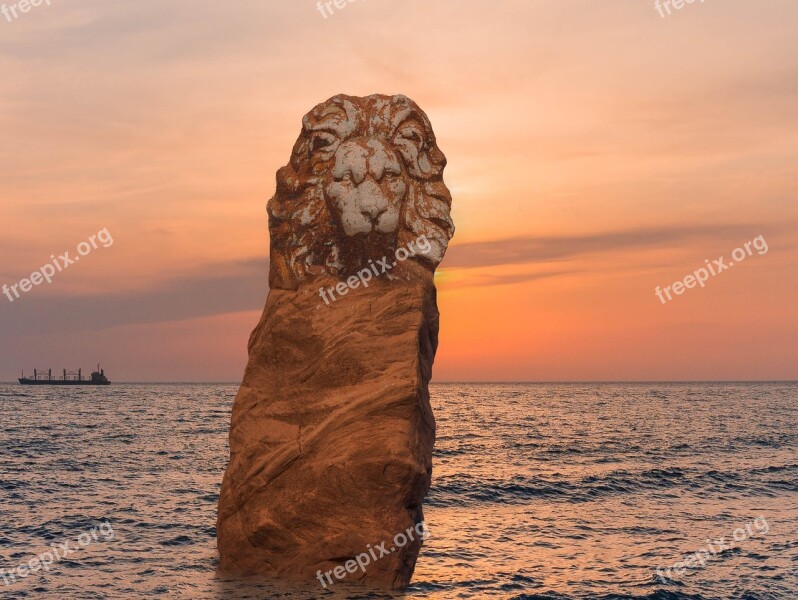 Lion Lion Head Statue Sculpture Rock