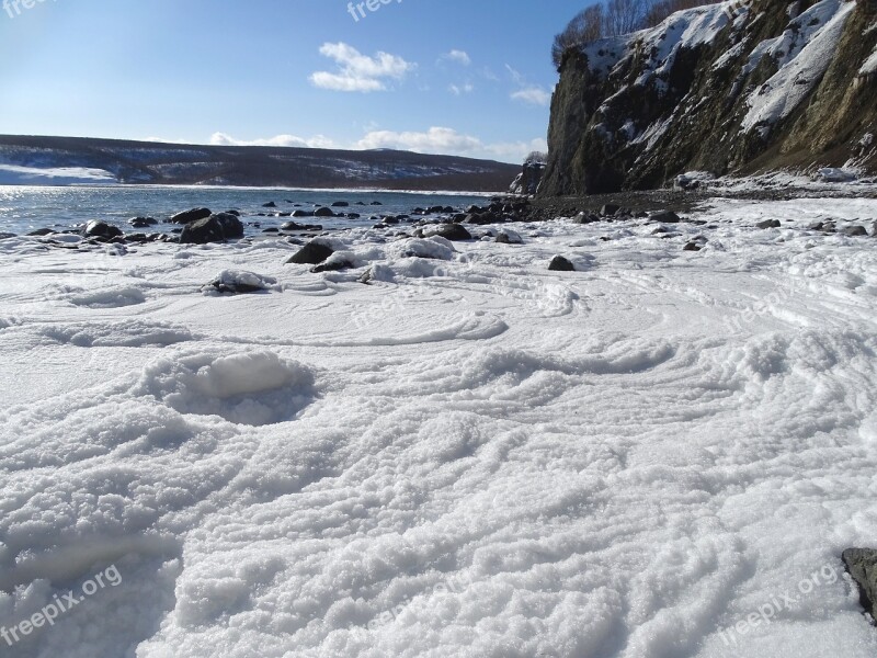 Sea Beach Bay Sea Foam Winter