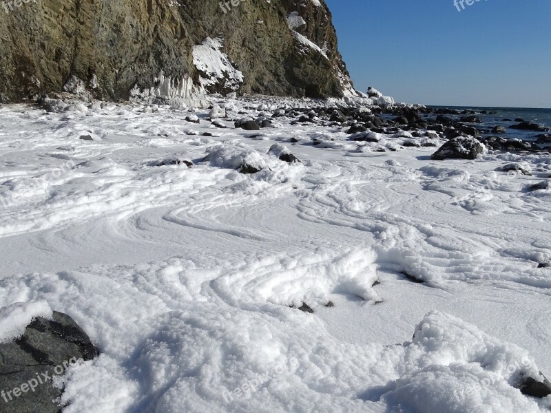 Sea Beach Bay Sea Foam Winter