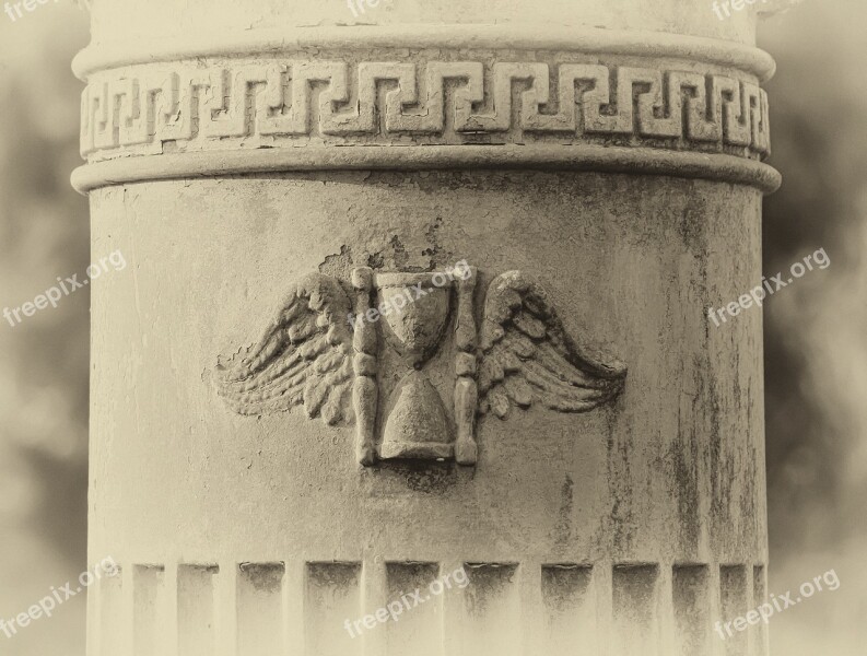 Old Art Pillar Cemetery Mourning