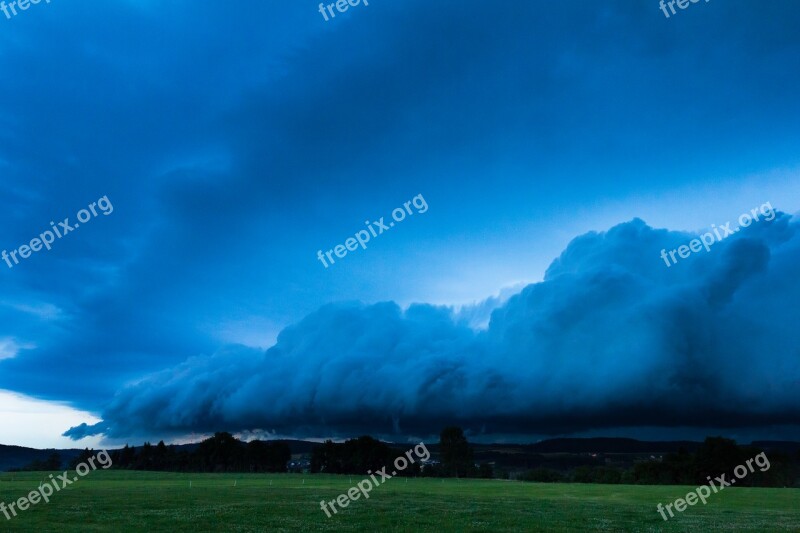 Blue Hour Squall Line Thundercloud Storm Front Shelf Cloud