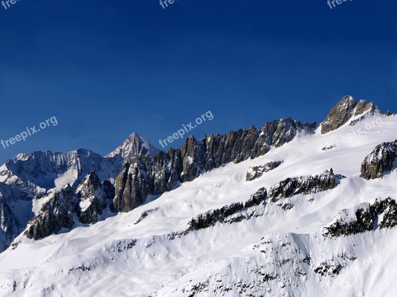 Eggishorn Alps Mountain Summits Snow