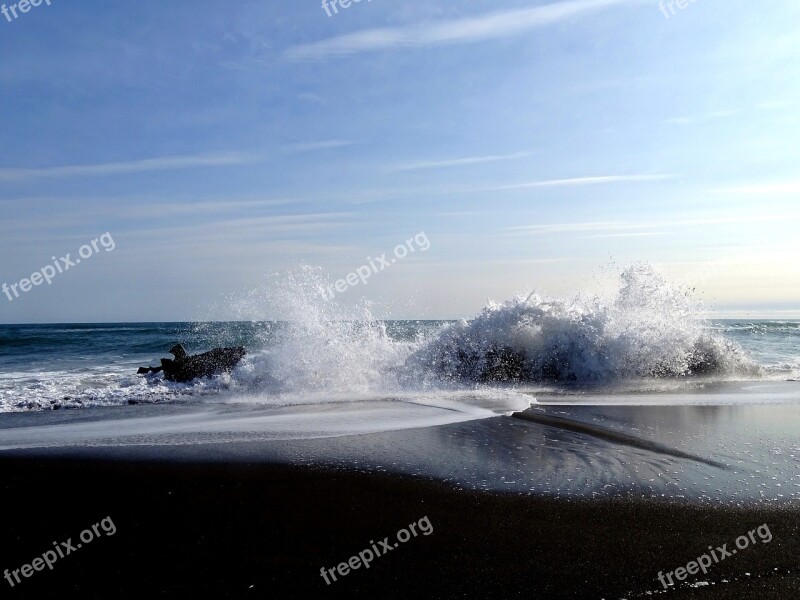 The Pacific Ocean Sea Wave Spray Seascape