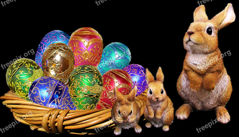 Easter Rabbits Eggs Greeting Free Photos