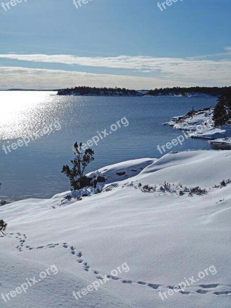 Snow Winter Ice Tracks The Stockholm Archipelago