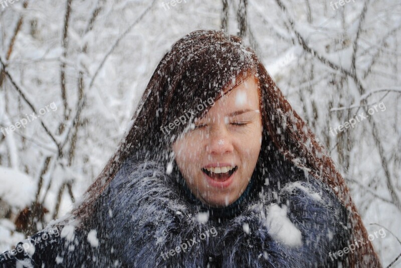 Winter Coldly Snow Portrait People