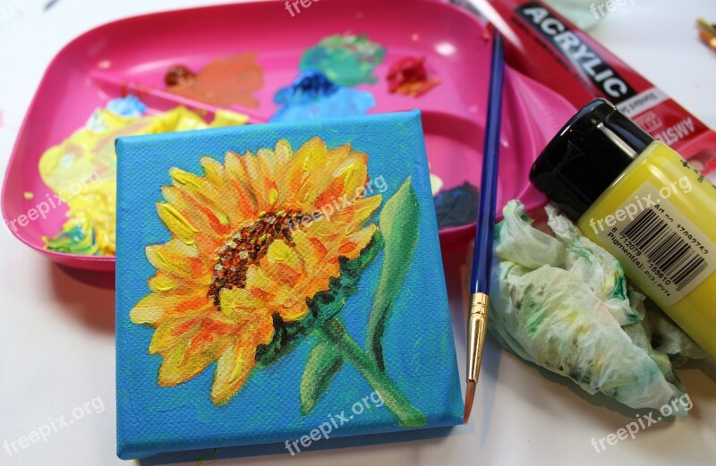 Paint Canvas Sunflower Mini Canvas Acrylic Paint