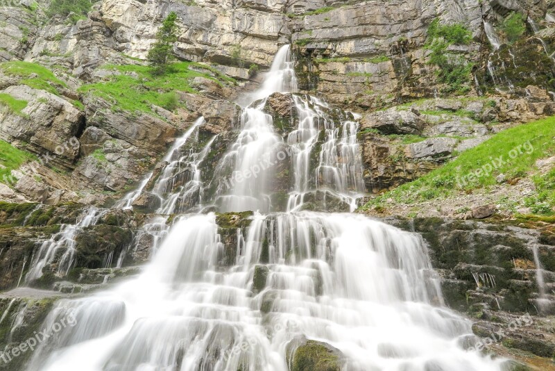 Waterfall Nature Alpine Cascade Mountains