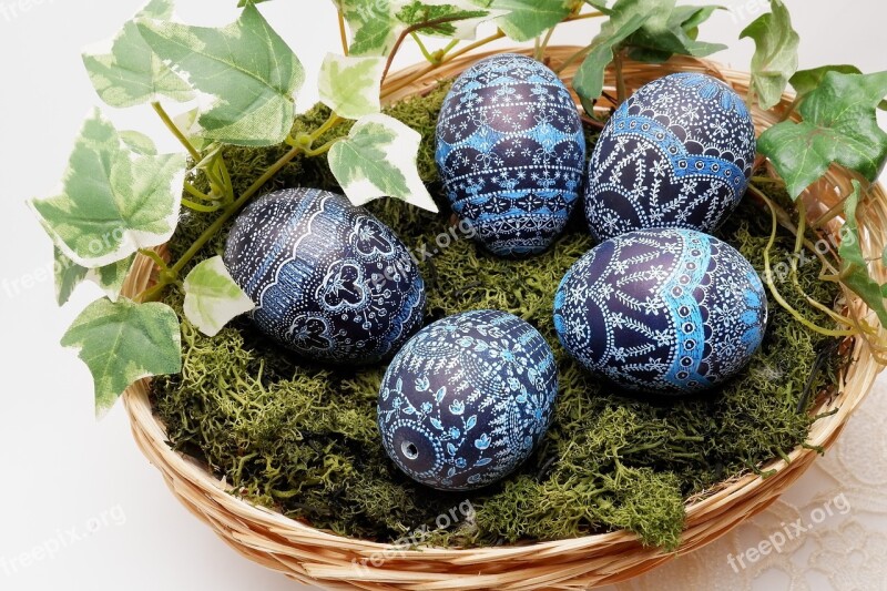 Osterkorb Easter Decoration Basket Easter Eggs Blue Easter Eggs