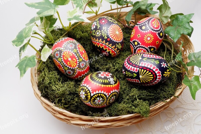 Osterkorb Easter Decoration Basket Easter Eggs Colorful Easter Eggs