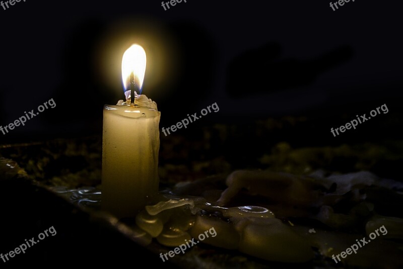 Light Of A Candle Darkness Flame Burned Wax