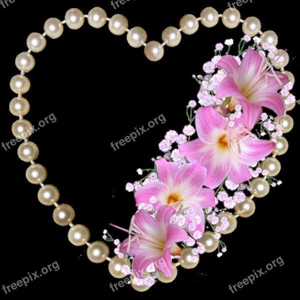 Pearls Heart Lilies Decoration Free Photos