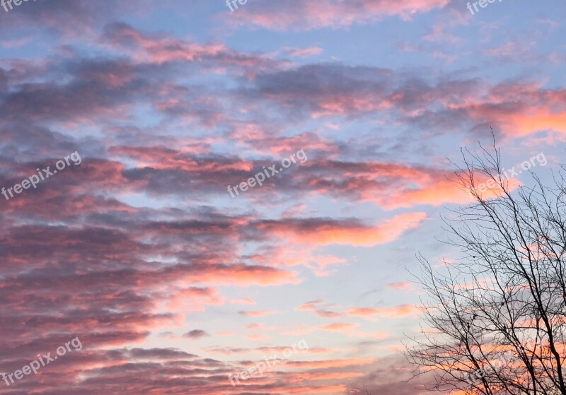 Sunset Nature Dawn Panorama Sky