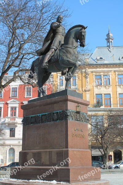 Monument King Daniel Ukraine Lviv Winter