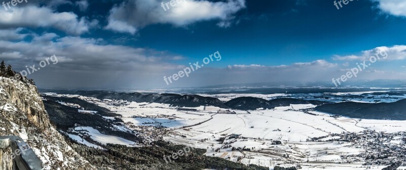 Nature Panorama-like Body Of Water Winter Snow