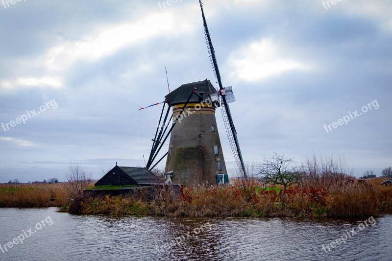 Holland Kinderdijk Landscape Netherlands Free Photos