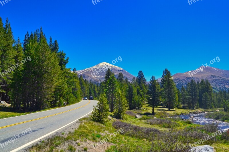 Road Nature Landscape Trees Mountains