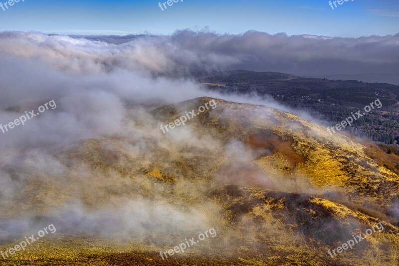 Landscape Mountain Volcano Hill Fog