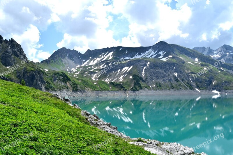 Luenersee Bergsee Mountains Mirroring Landscape