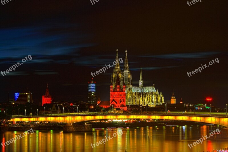 Cologne Dom Night Photograph Landmark Building