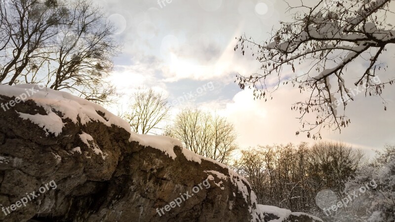 Landscape Sky Winter Snow Rocks