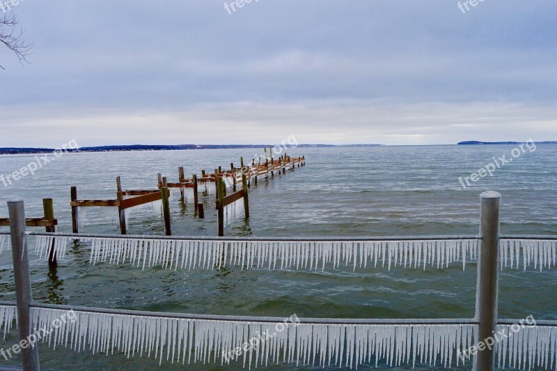 Ice Sculpture Winter Solstice Winter Shore Dock