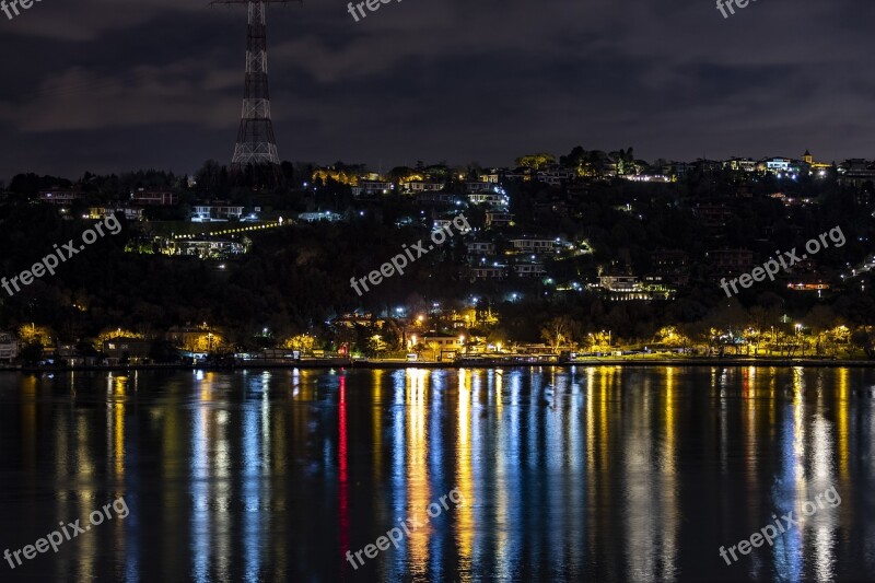 Night Bosphorus Turkey Istanbul Arnavutkoy