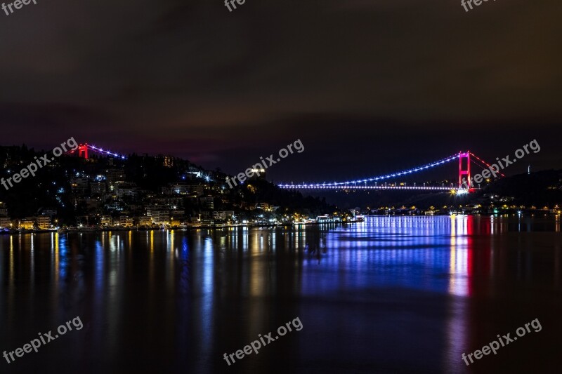 Night Bosphorus Turkey Istanbul Arnavutkoy