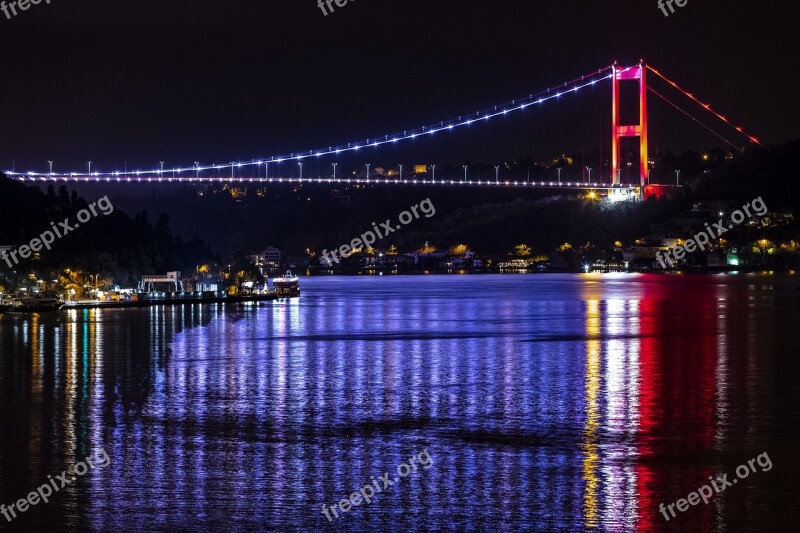 Night Bosphorus Turkey Istanbul Arnavutkoy