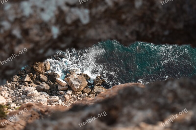 Formentera Cliff Hole Sea Rocks