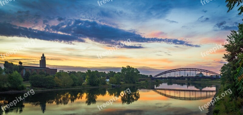 Germany Magdeburg City Park Star Bridge Albin Müller-tower