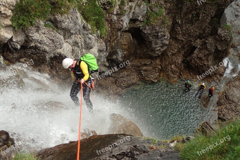 Canyoning Waterfall Cascade Waterfalls Canyon