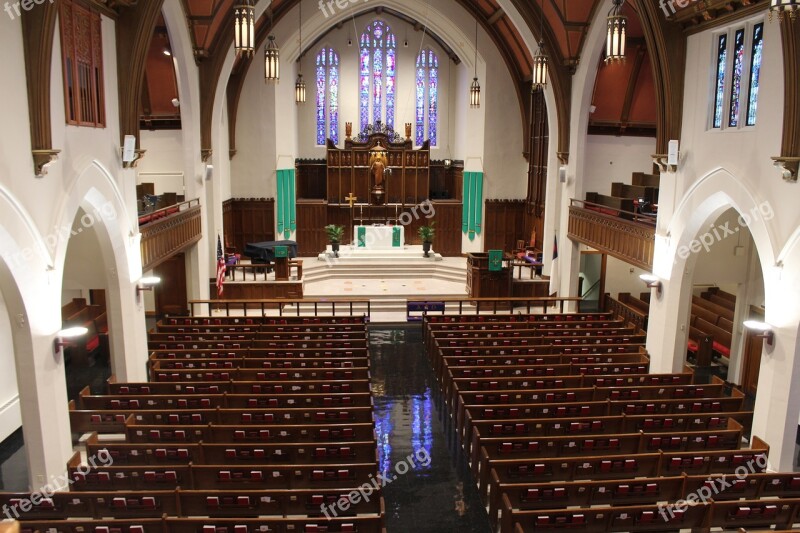 Church Bench Architecture Aisle Indoors