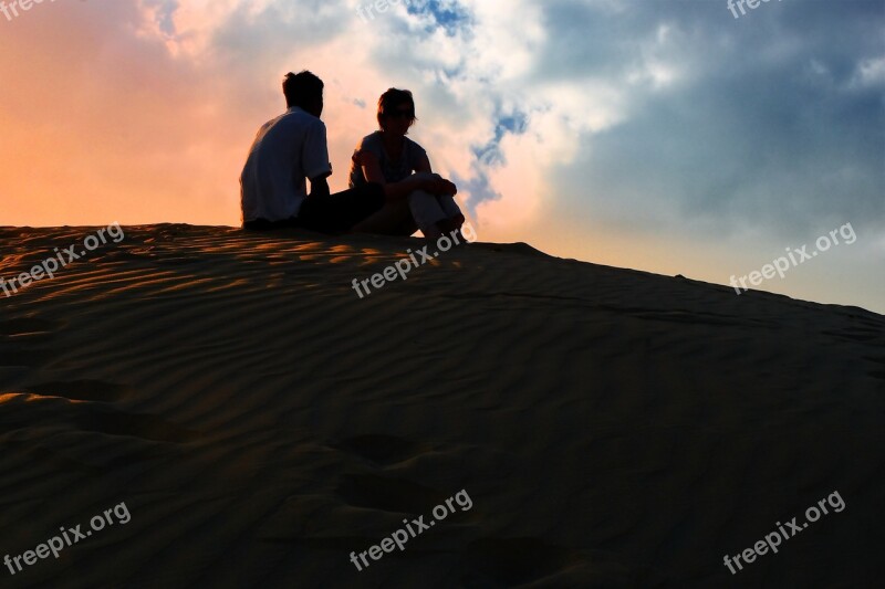 Sunset Silhouette Sky Desert Dusk