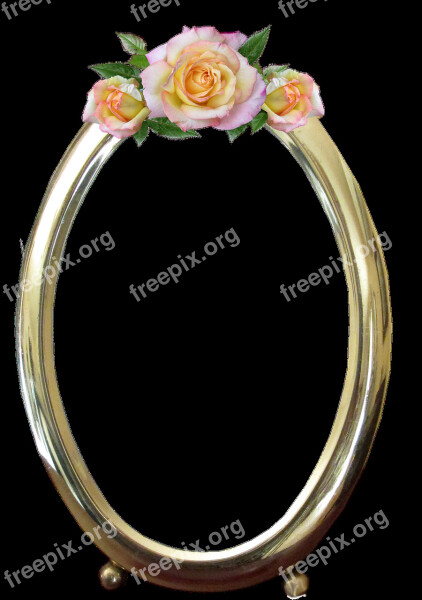 Frame Oval Gold Rose Decoration