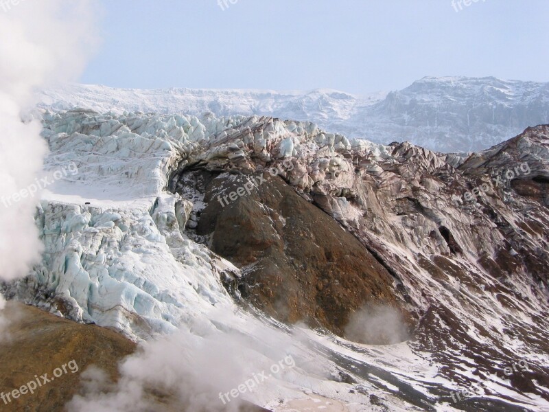 Volcano Crater Glacier Ice Fumarole