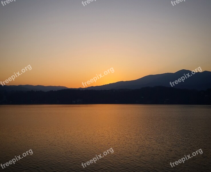 Lago Maggiore Lake Sunset Waters Landscape