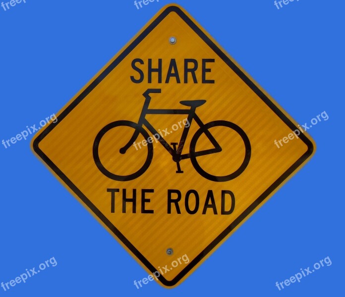 Warning Sign Bicycle Traffic Road