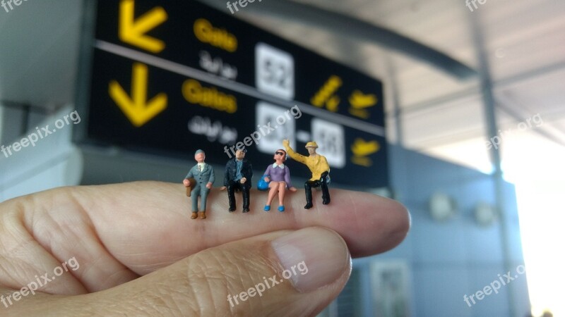 Airport Departure Miniature Figures Wait Leisure