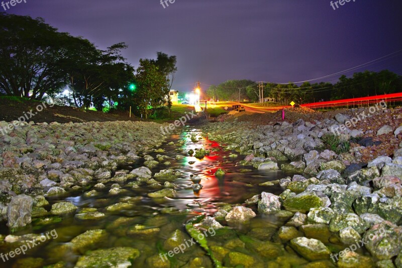 Water Flow Rocks Reflection Drain