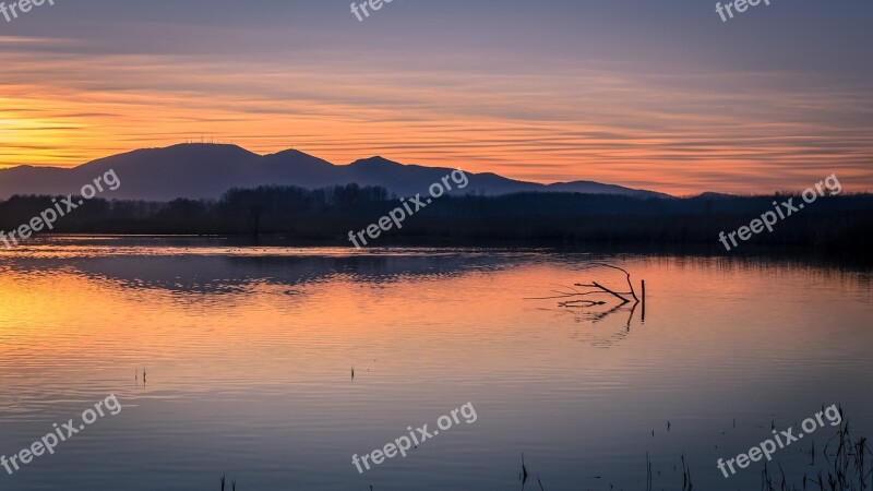 Sunset Waters Nature Lake Sky