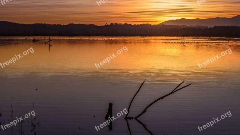 Sunset Waters Lake Nature Outdoors