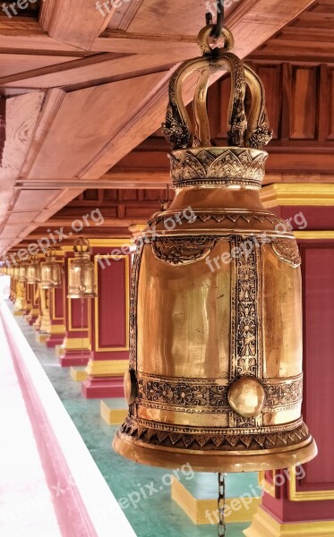 Buddhist Temple Thailand Bell Row Line