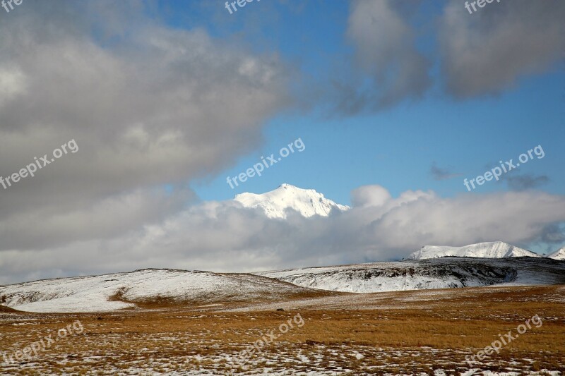 Volcano Sky Clouds Tundra Autumn