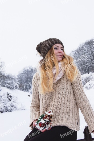 Winter Coldly Snow Lovely Woman