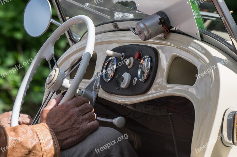 Auto Oldtimer Cabriolet Cockpit Wheel